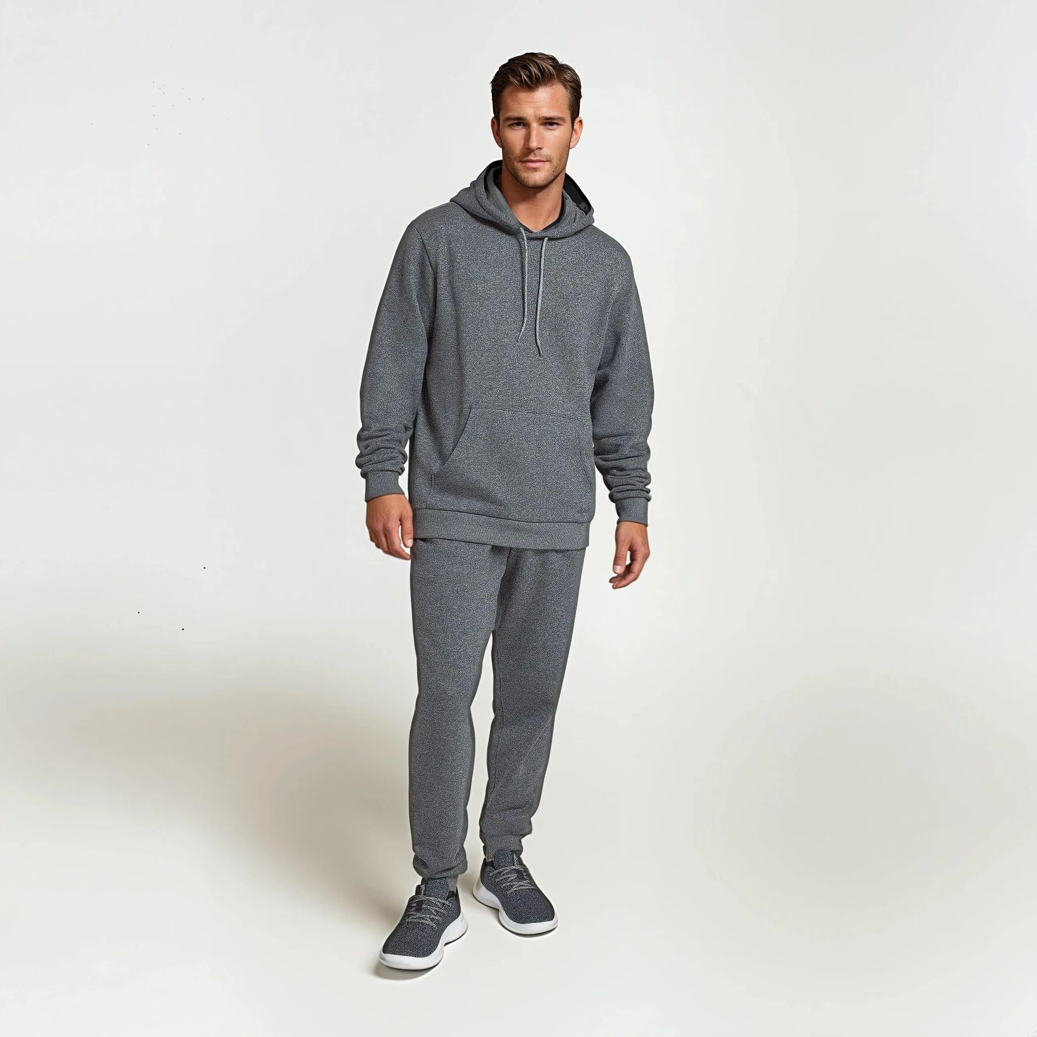 Unisex Merino Blend Hoodie - Natural Grey Heather - Image 4