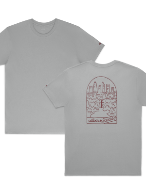 Unisex Organic Cotton Graphic Tee - Medium Grey/Thunder Red - CHI