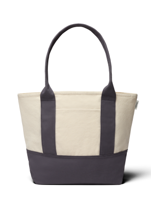 Mini Canvas Tote Bag - Natural White/Natural Grey